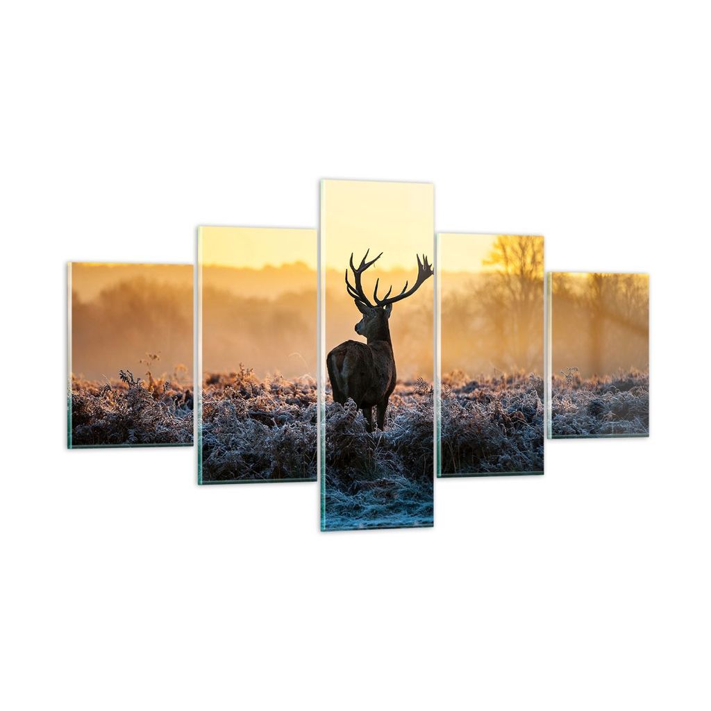 Bilder auf glas - Feld Nebel Natur Baum - 125x70cm - Glasbilder - Wandbilder - Kunstdruck - zum Aufhängen bereit - Wanddekoration aus Glas - Glas ...