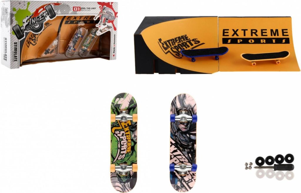 Skateboard Finger Schraube 2pcs Kunststoff mit Rampe mit Zubehör
