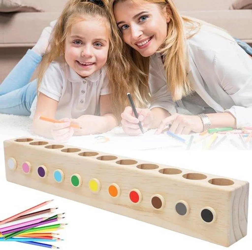 Porte-crayons en bois massif à 11 compartiments pour bureau et dessin