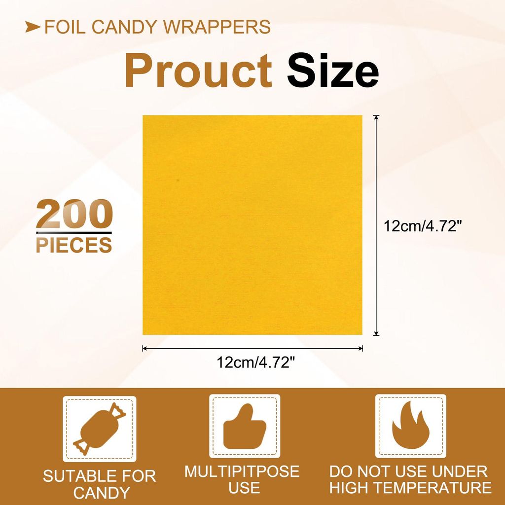 200 Stš¹ck Folie Papier Wrapper, 12x12cm Aluminiumfolie Bonbonpapier, Schokolade Verpackungen fš¹r Bonbonpapier Ostern, Sš¹?igkeiten und Pral...