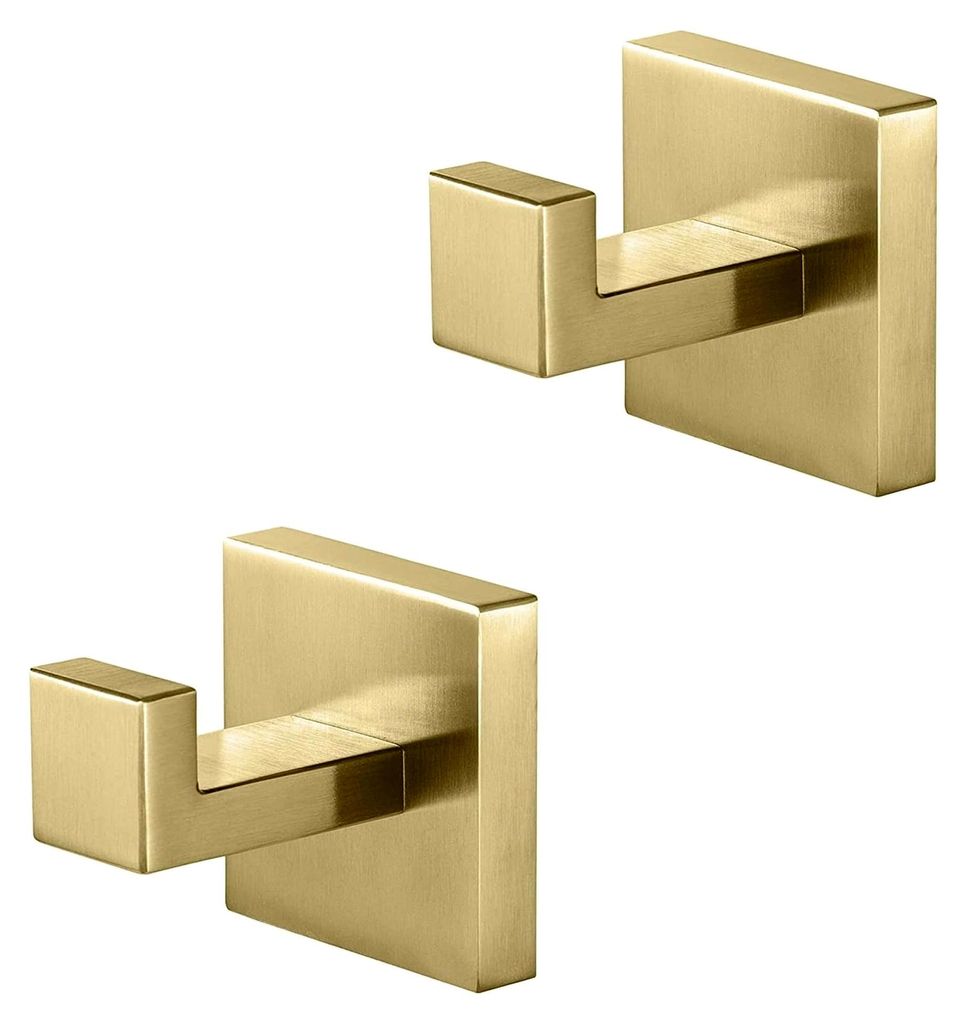 Handtuchhaken aus Edelstahl 304 für Handtücher, Bademäntel und Kleidung, Wandmontage mit Schrauben, 2 Stück (Gold)