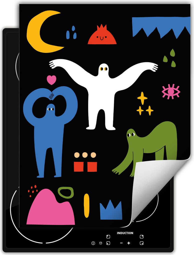 DarHaus Herdabdeckplatte Einteilig Küche Abdeckplatte für Glaskeramikfeld Abdeckung Induktionskochfeld Aufrollbare Matte 40x52 cm, schwarz - Fabel