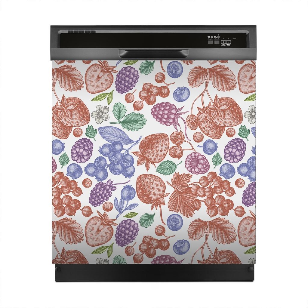 Aufkleber sticker 60x60 cm Dekorative folie Spülmaschine - Blaubeere Pastell Erdbeere Früchte