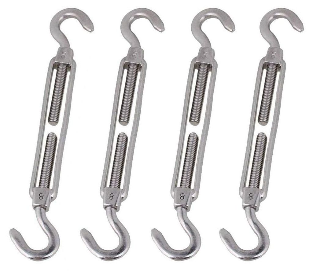 4-teiliges Haken- und Spannset aus M8-Edelstahl 304 zum Spannen von Stahlseilen, langlebig und für anspruchsvolle Anwendungen geeignet.