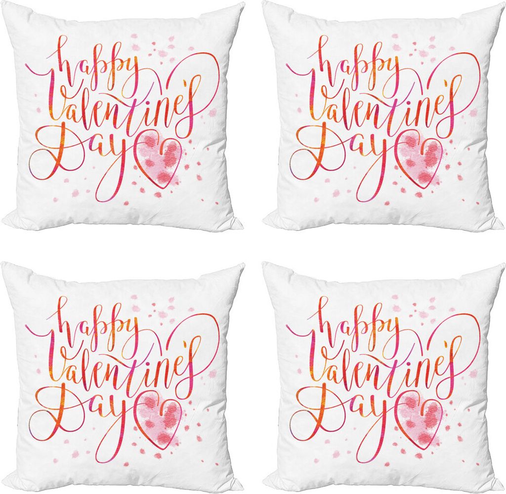 ABAKUHAUS Vintage Valentine Kissenbezug Set (4 Stück), warme Kalligraphie, Moderner Doppelseitiger Digitaldruck, 60 cm x 60 cm, Mehrfarbig