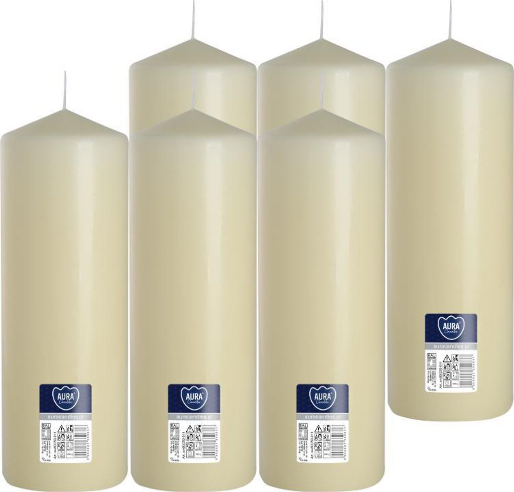 Świeca walec BISPOL Aura 160H 25CM SW80/250 ECRU 6szt. Zdjęcie produktu 