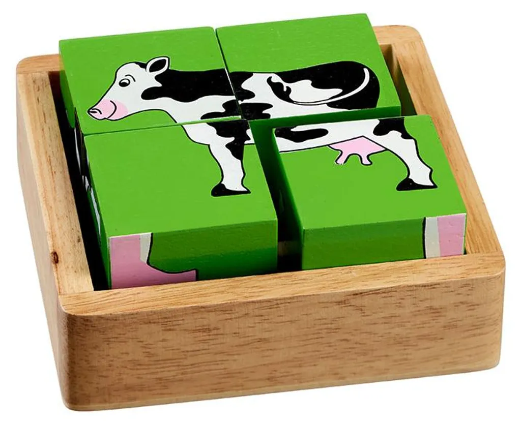 Puzzle Animaux de la ferme Lanka Kade : Blocs en bois peints à la main