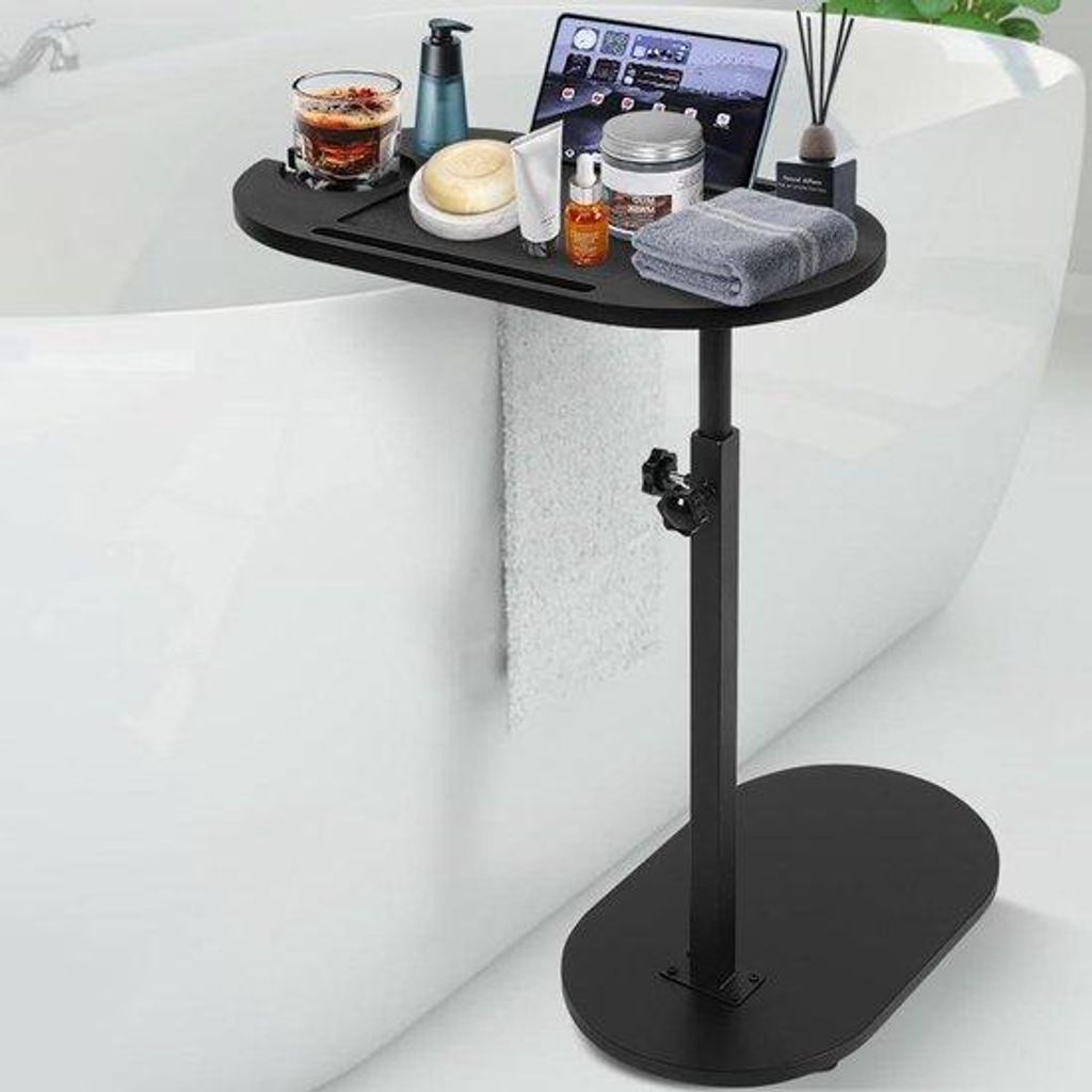 Houten C-vormige Salontafel, 360-Gradige Drehbar, für Nachtkasten, Bank und Badzimmer