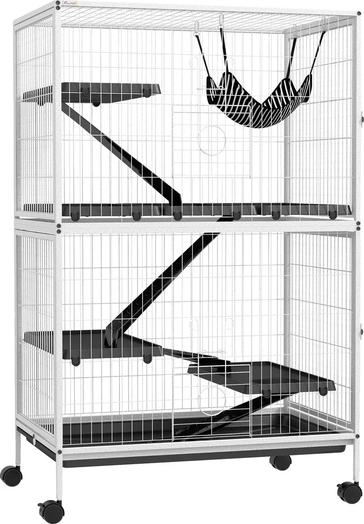 Nettoyage facile : Cage petits animaux à plateau amovible, Blanc mobile