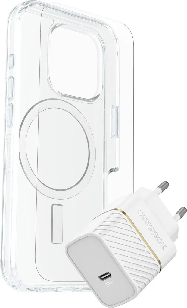 OtterBox Symmetry iPhone 16 Pro Pack Coque MagSafe Verre et Chargeur USB-C