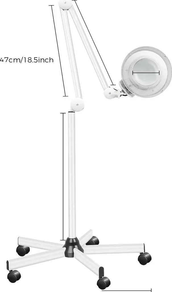 Lampe loupe 5x LED lumière froide 24W rotative 360° ajustable blanc