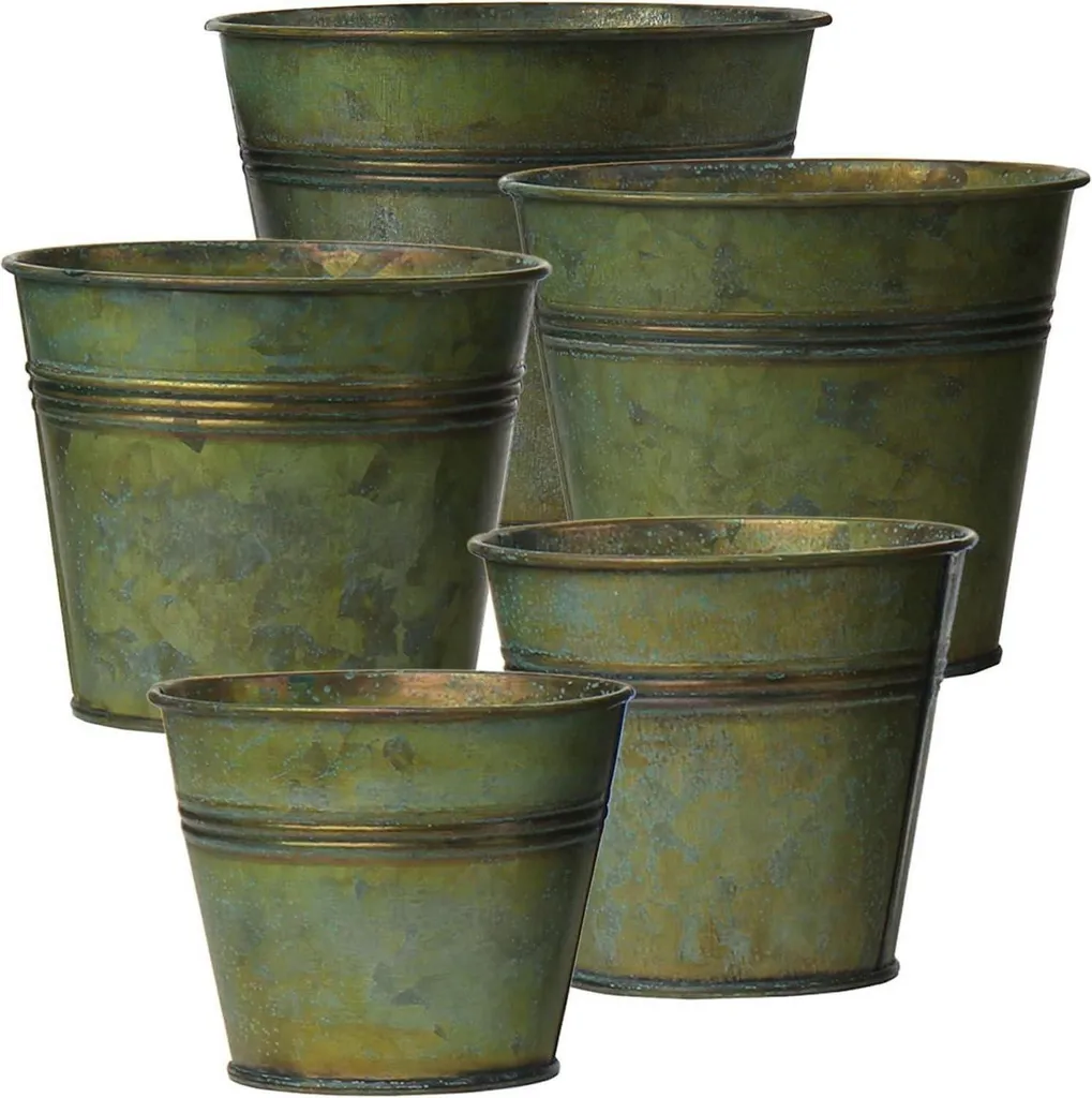 Vasi in Zinco Oairse per Piante Moderne Set 5 Pezzi Design Industriale
