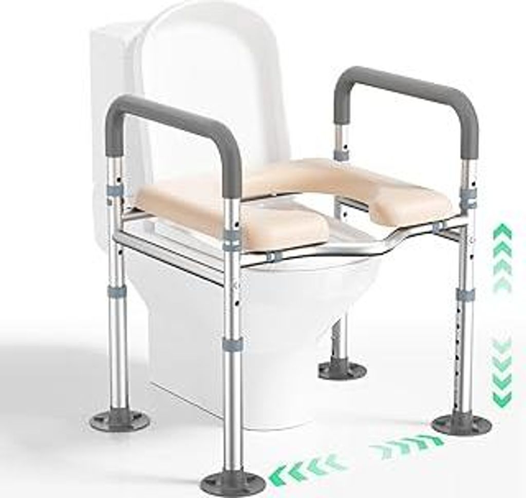 Airminti Toilettensitzerhöhung mit Armlehnen, WC Sitzerhöhung Aufstehhilfe Toilette Einstellbare Höhe und Breite Toilettengestell, Toilettenerh...