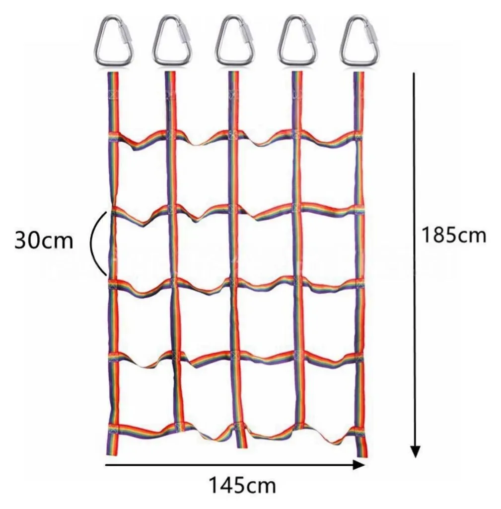 Filet d'Escalade Polyester Résistant 1.45x1.85m Design Arc-en-Ciel