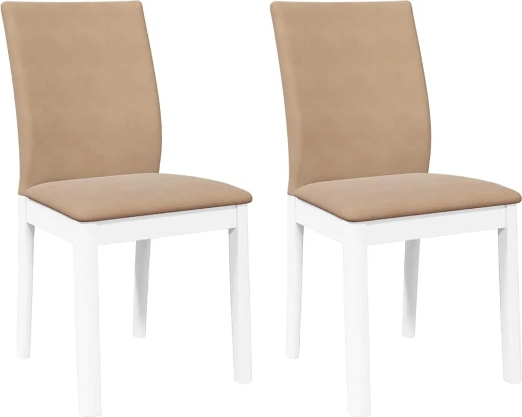 Set 2 Sedie da Pranzo vidaXL in Legno Massello di Gomma Bianco