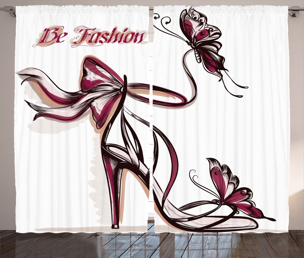 ABAKUHAUS Rosa Rustikaler Vorhang, Noble High Heels Mode, Wohnzimmer Universalband Gardinen mit Schlaufen und Haken, 280 x 175 cm, Getrocknete Rose...