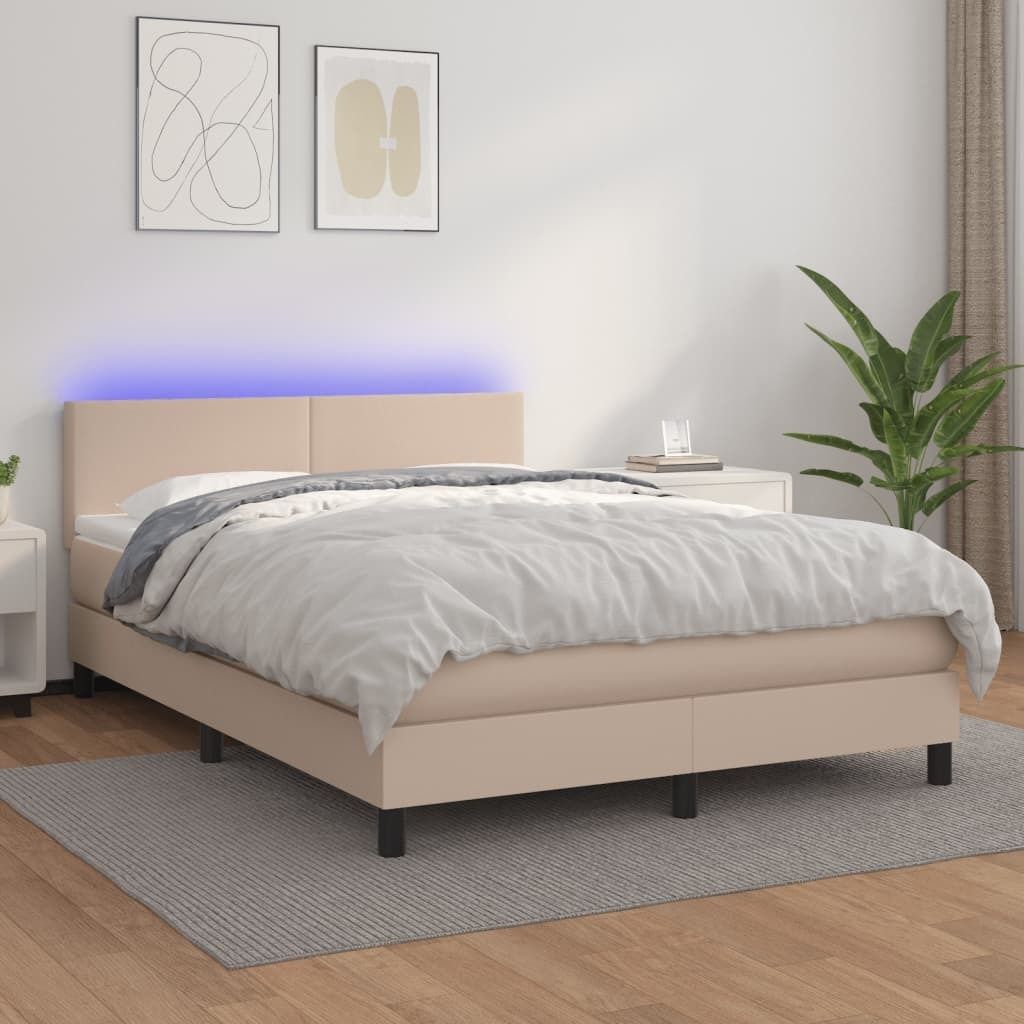 Maison Exclusive - Boxspringbett mit Matratze & LED Cappuccino-Braun 140x190cm
