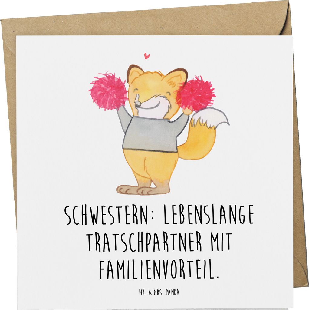 Mr. & Mrs. Panda doppelkarte Schwestern Tratschpartner - Weiß - Geschenk, Weihnachten, handgemacht, Spaß, Geschwisterliebe, faltkarte, anlasskart...