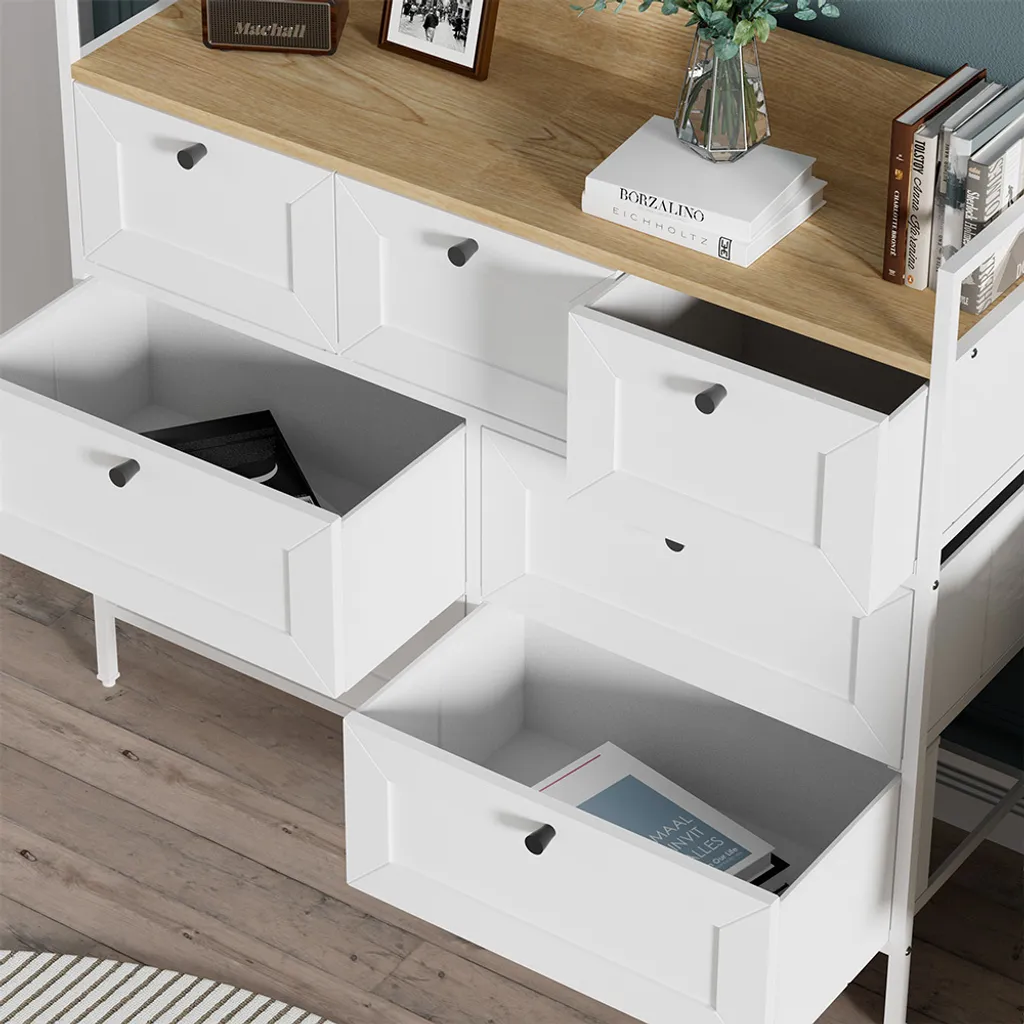 Commode Vicco Belaro Blanc 98x85cm avec 7 tiroirs, Modèle 51900 robuste - 4