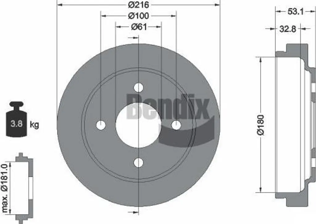 Tambour de frein arrière pour Micra - Qualité OE BENDIX BDM1061