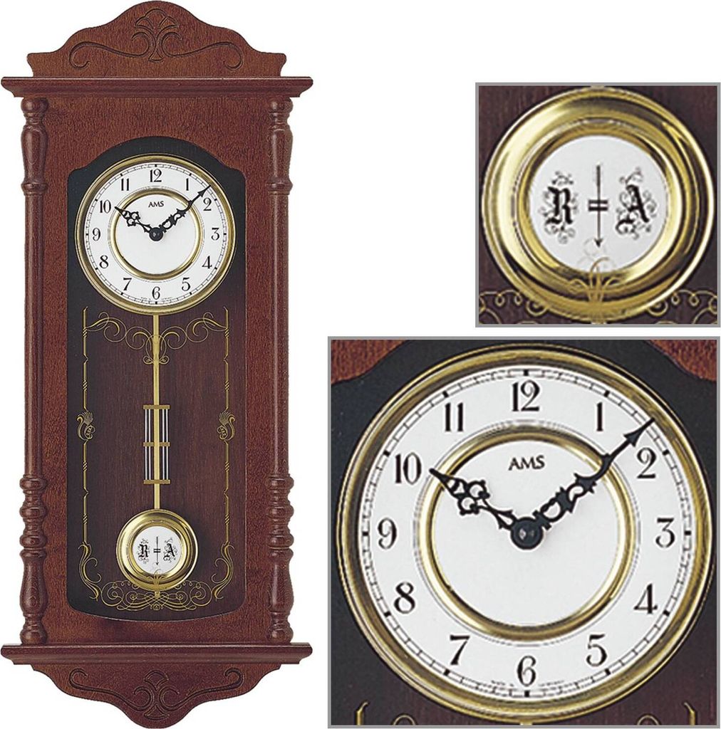 AMS 7013/1 Wanduhr Quarz mit Pendel Holz nussbaum farben Produktbild 
