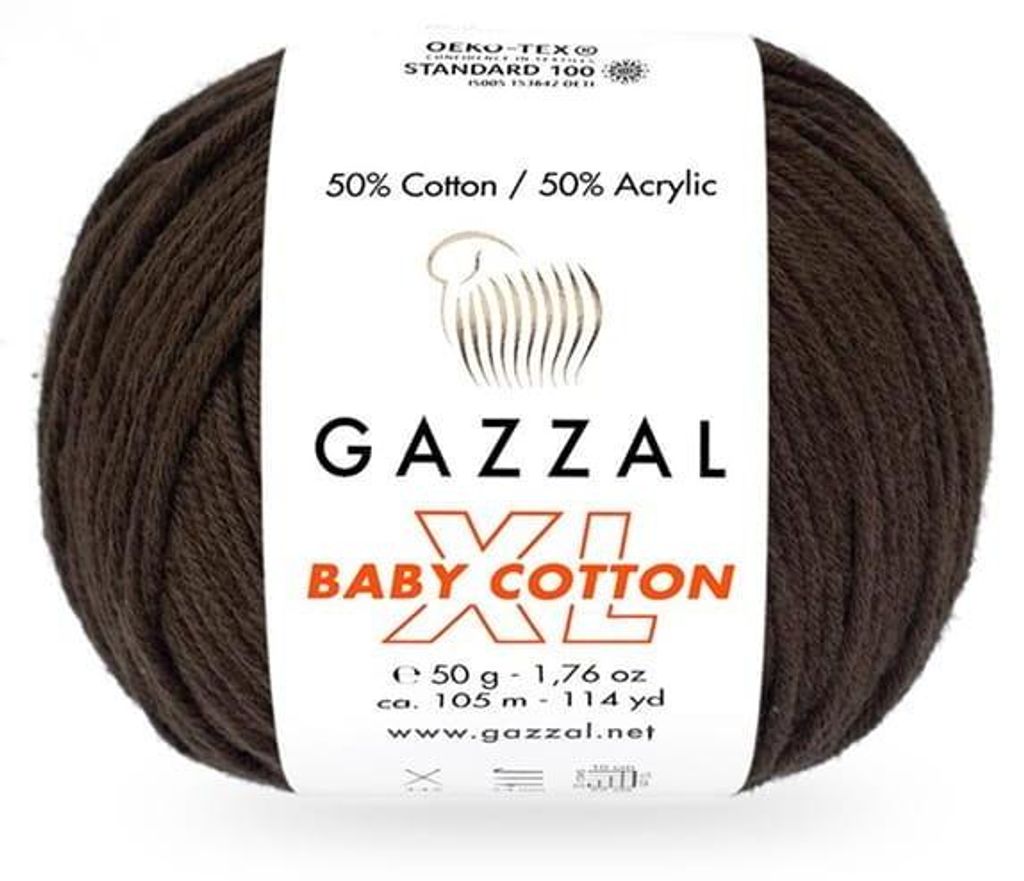 Gazzal Baby Bavlna XL Brown 50g/105m - Měkká, vysoce Obrázek produktu 