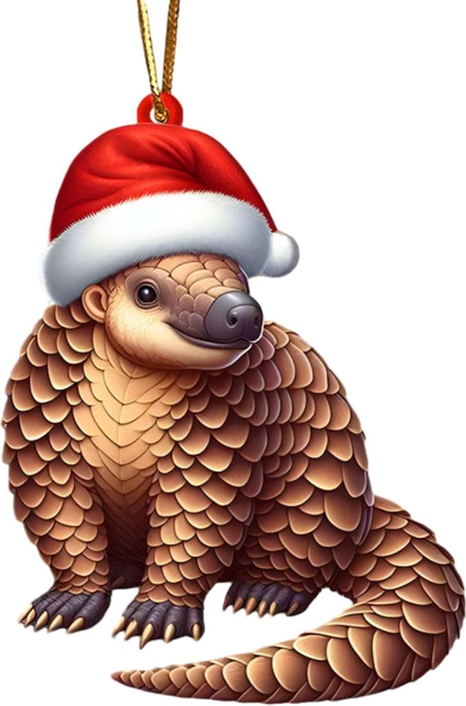 Weihnachtsbaumschmuck aus Acryl, Cartoon-Tier-Anhänger für den Rückspiegel, 2D-flacher Anhänger mit Katze/Hund/Bär/Kaninchen für den Weihnach...
