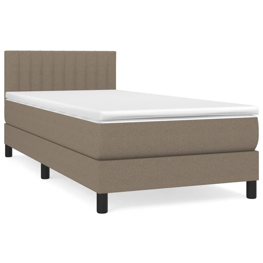 (Robust Möbel)Boxspringbett - Einzelbett/Jugendbett mit Lattenrost - mit Matratze Taupe 90x200cm Stoff - Klassische Betten DEMöbel552329