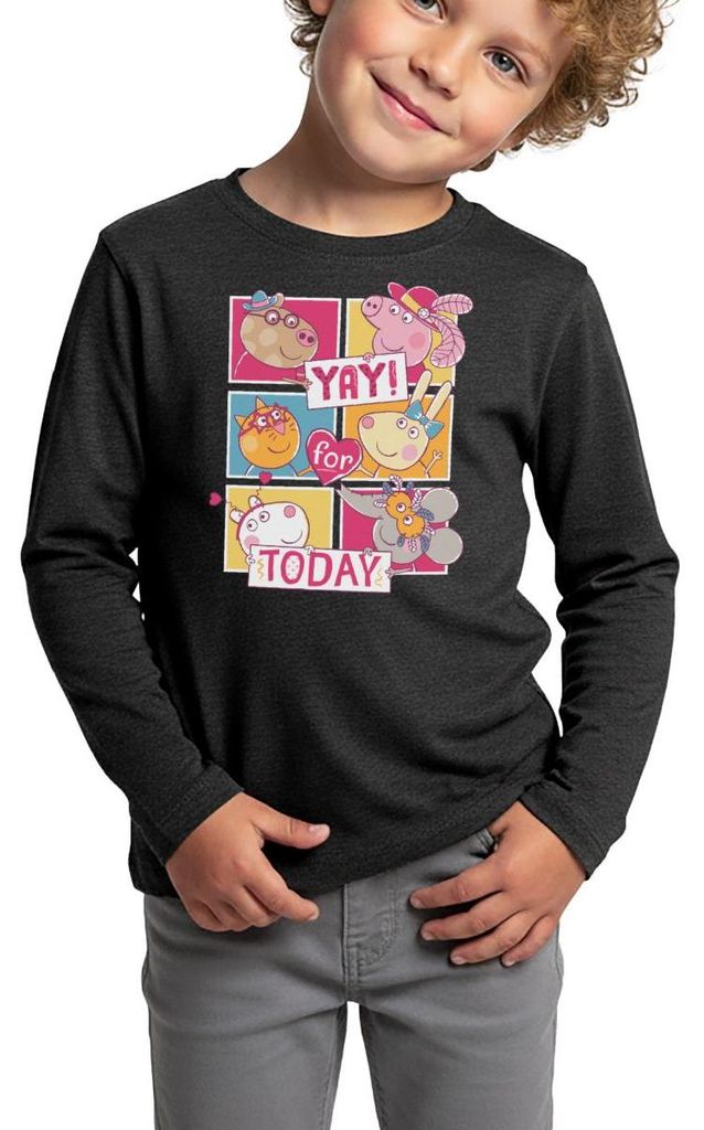 Spreadshirt Peppa Wutz, Pedro, Molly, Luisa, Luzie & Emily Kinder Premium Langarmshirt, 98/104 (2 Jahre), Anthrazit meliert