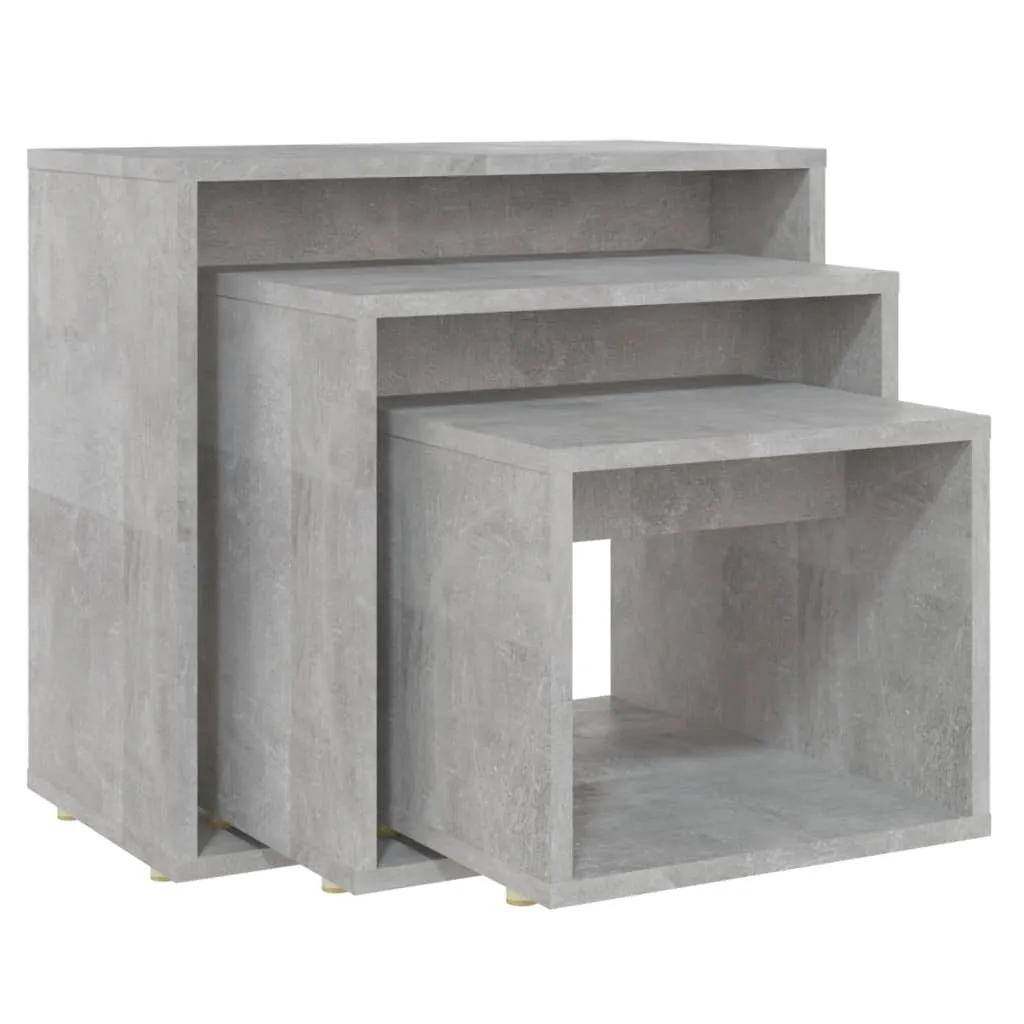 Set Tavolini Incastro vidaXL Effetto Cemento - Arredo Moderno 3 Pz