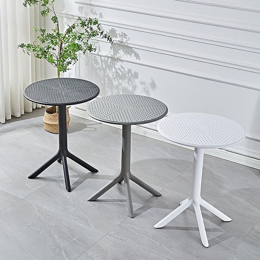 VORTIVO Gartentisch Ø60 cm rund, weiß, wetterfest & stabil