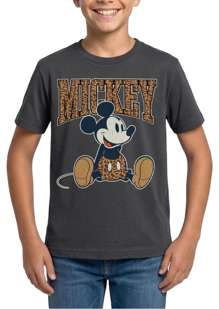 Mickey & Minnie Mickey Mouse Leo Look Teenager T-Shirt, 134/146 (9-11 Jahre), Dunkelgrau