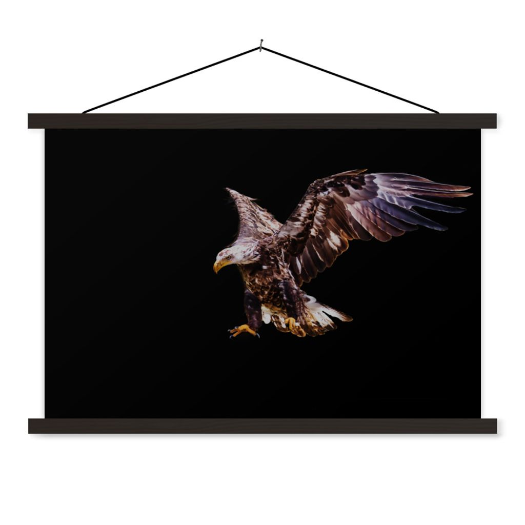 MuchoWow Textilposter Adler - Vogel - Federn 120x80 cm mit schwarzem Rahmen - Wanddeko