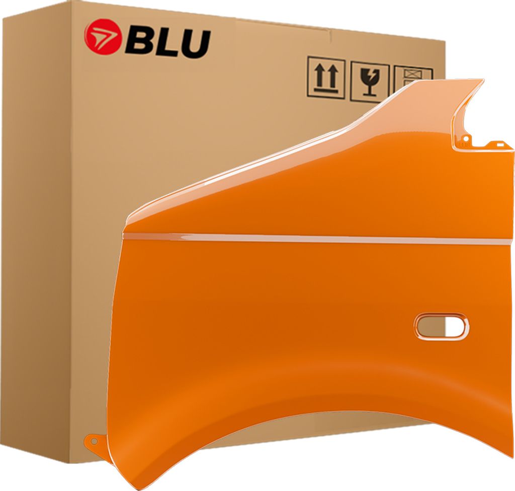 BLU Kotflügel Passend für VW Volkswagen Transporter T5 / Multivan LP2C Links Orange Leuchtorange Naranja | 2003-2015 | Vorderseite Vorne | Lackie...