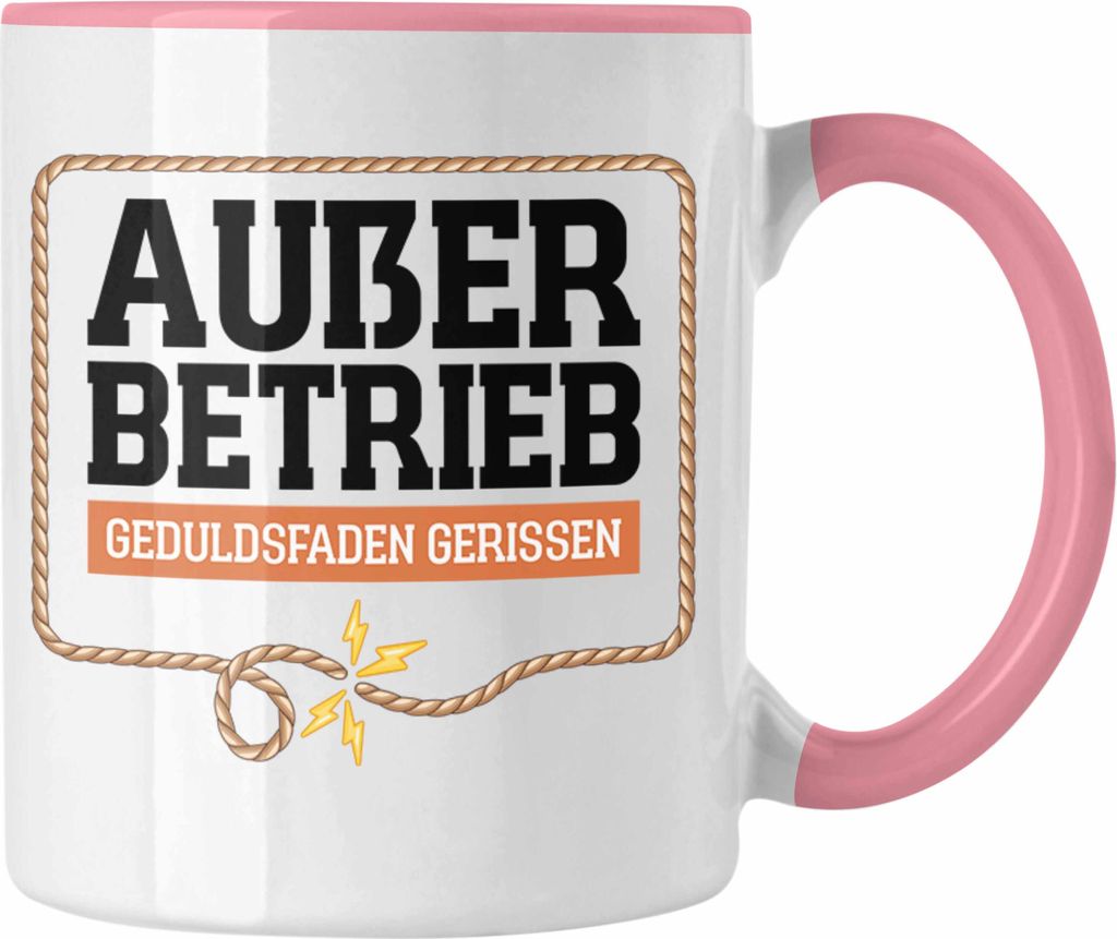 Trendation - Lustige Tasse Büro Arbeit Kollegin Kollege Außer Betrieb Geduldsfaden Gerissen Geschenk Chef Chefin (Rosa)