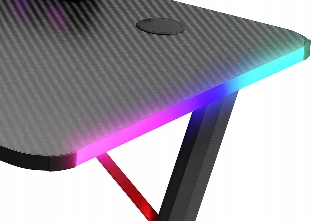 Scrivania da Gioco Nera 140x60 Ekspand - LED RGB e Design Ergonomico - 9