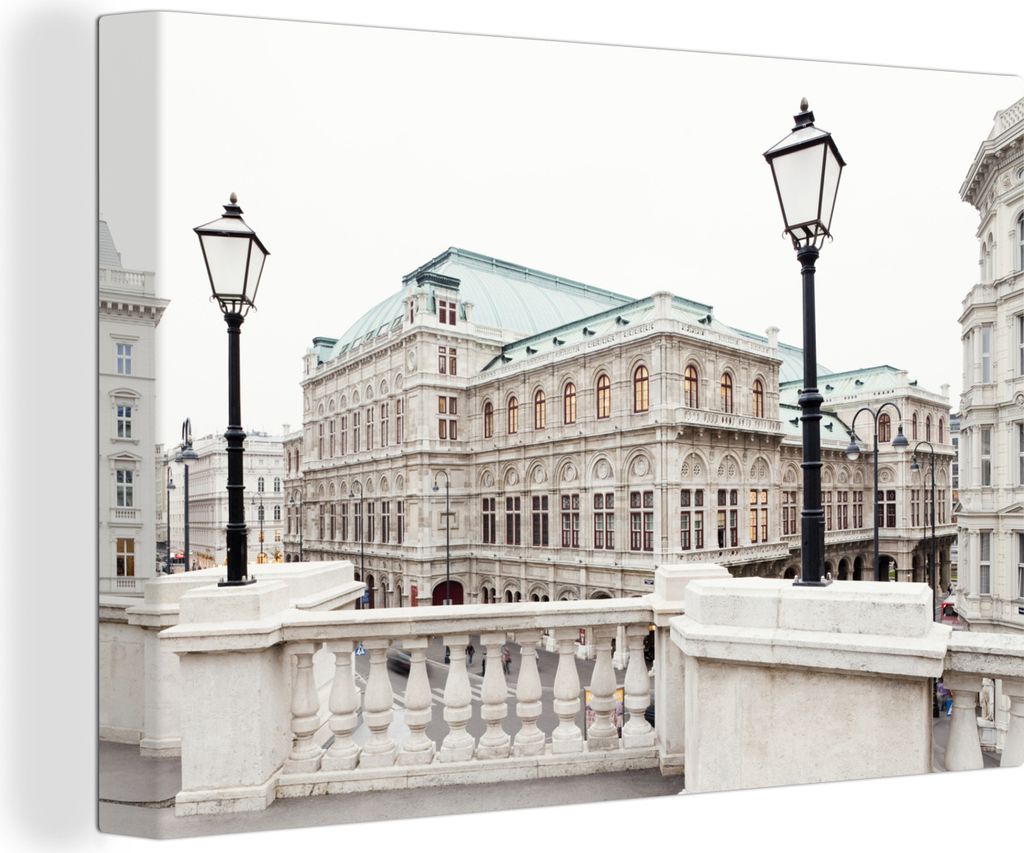 OneMillionCanvasses - Leinwandbilder - 140x90 cm, Wien - Oper - Österreich, Wandbilder Kunstdruck Wanddekoration - Foto auf Leinwand - Gemälde ...