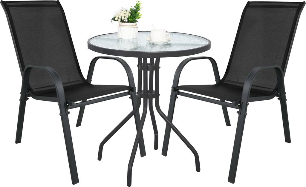 Okrúhly stôl ISLAND 60 cm + 2x stolička SOFIA čierna Obrázok produktu 