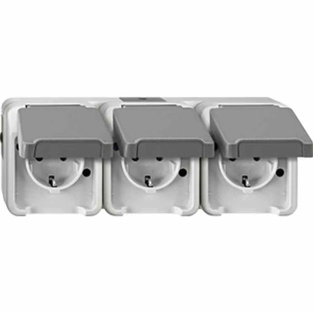 Prise de Courant Triple pour Salon et Bureau Merten MEG2391-8029 Ergonomique
