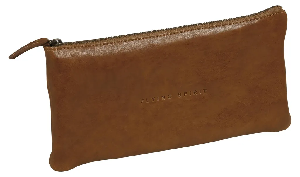 Trousse en Cuir Cognat Clairefontaine FSp pour Stylos et Accessoires