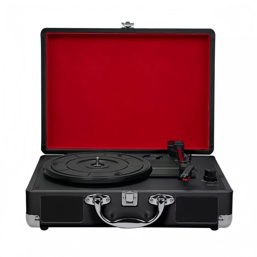 Retro Plattenspieler - Tragbarer Schallplattenspieler - Bluetooth - USB - SD-Karte - Aufnahmefunktion - Schwarz