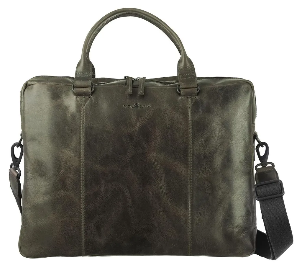 GREENBURRY Newport Sac Ordinateur Cuir Serviette Business Vert Olive