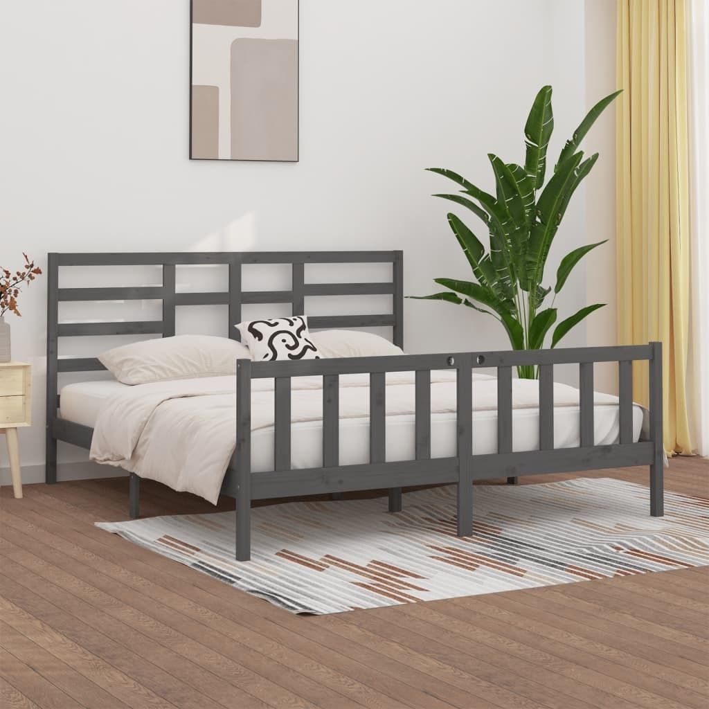 Maison Exclusive - Massivholzbett Grau Kiefer 200x200 cm