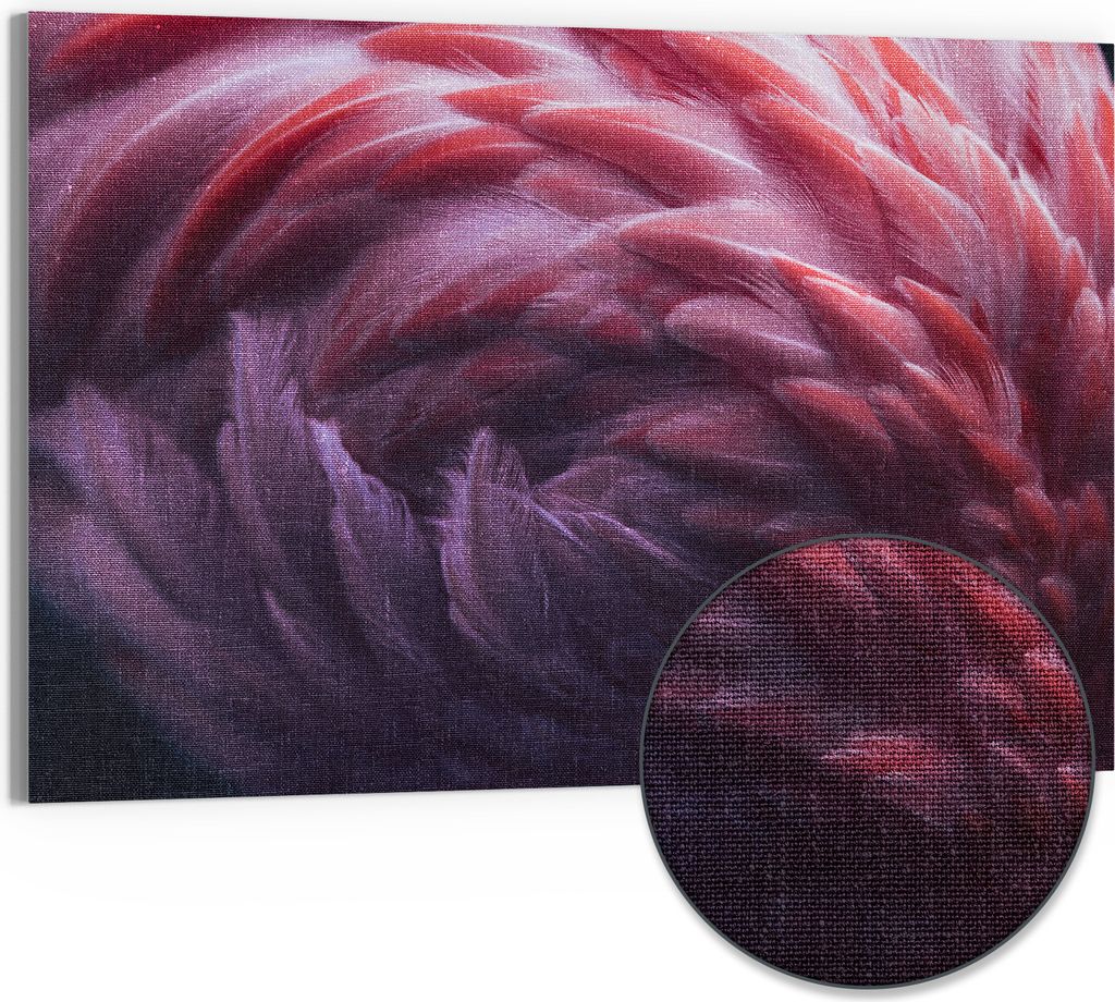 DEQORI Hybrid Leinwand Bild 90x60 cm 'Rosarote Pracht' Wandbild Glas flach modern