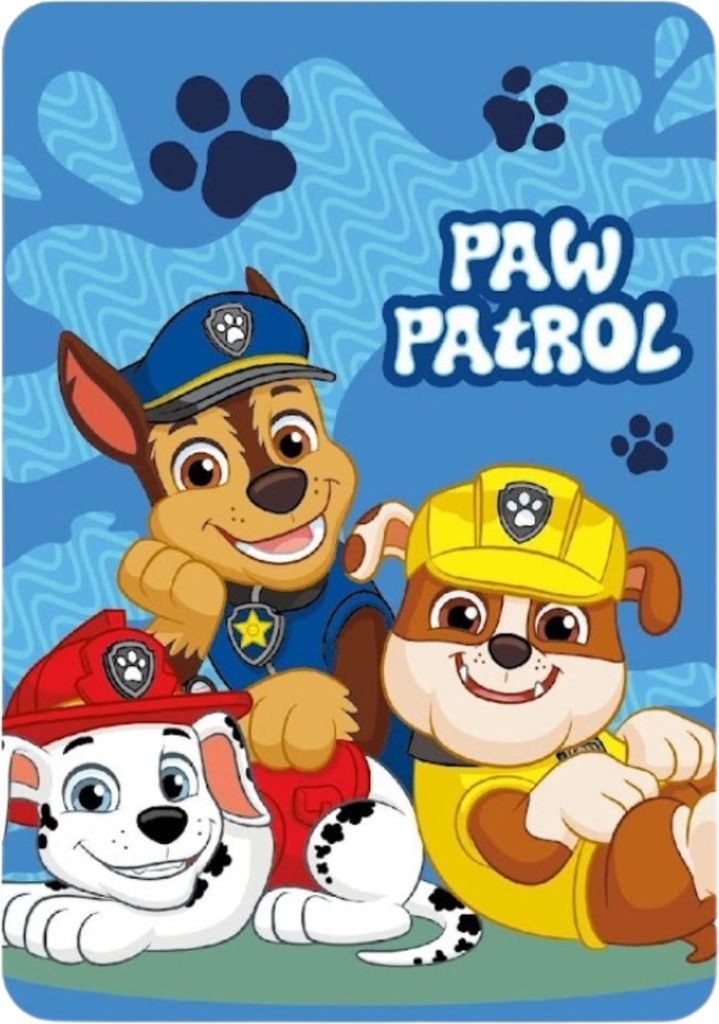 Three Paw Patrol characters are shown in a promotional image with the Paw Patrol logo.