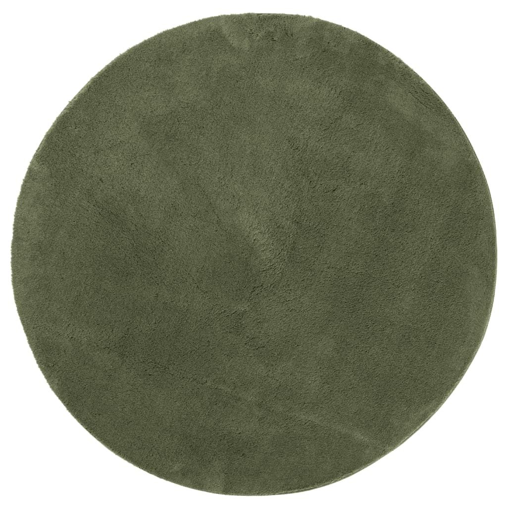 vidaXL Teppich HUARTE Kurzflor Weich und Waschbar Waldgrün Ø 100 cm