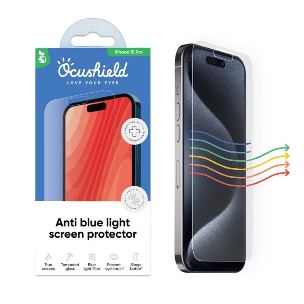 Ocushield OCUIPHONES15AZ, Apple, iPhone 15 Pro, Blaulichtschutz, Transparent, 1 Stück(e)