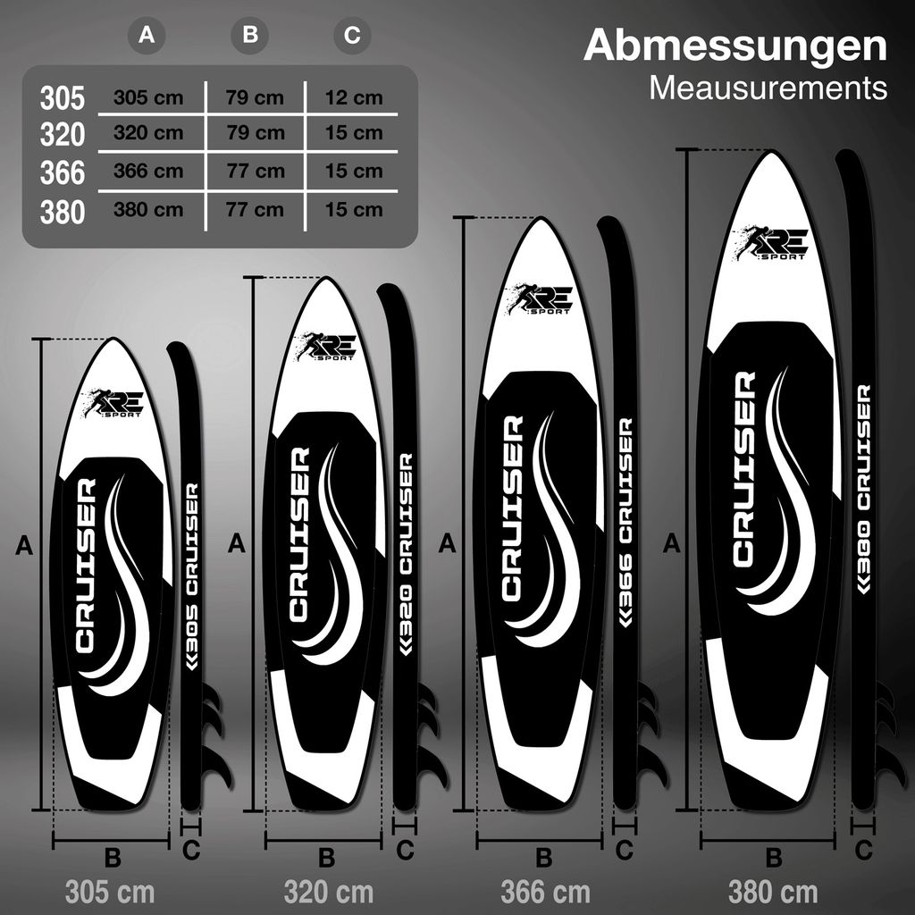 Schwarz SUP Aufblasbare Surfbrettteile Ruder Paddleboard Fin Abnehmbare Hecks 