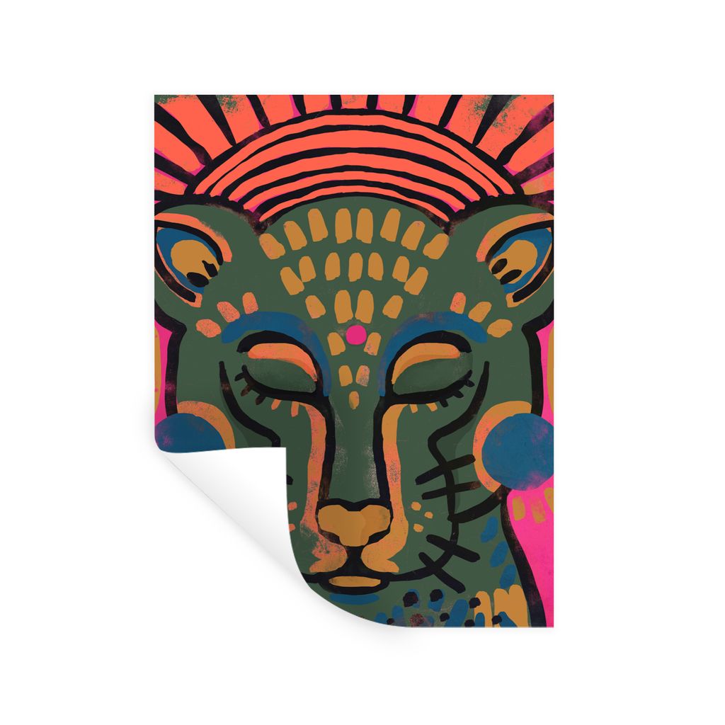 MuchoWow Wandtattoo Wandsticker Wandaufkleber Tiere - Tiger - Grün - Porträt 90x120 cm Selbstklebend und Repositionierbar - Faltenfrei