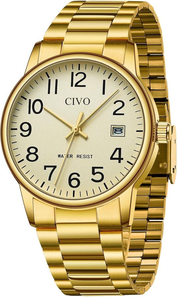 Watch Klassisch Analog Armbanduhr Herre Wasserdicht Herrenuhr aus Edelstahl mit Datum Groß Zahlen Barmband Herren Uhren Geschenke für Männer